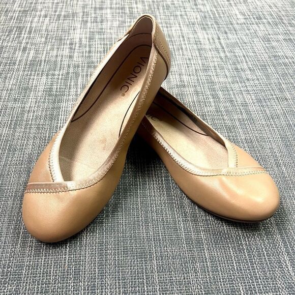 Vionic Carol Tan Leather Ballet Flats - Picture 3 of 10